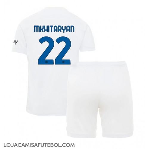 Camisa de Futebol Inter Milan Henrikh Mkhitaryan #22 Equipamento Secundário Infantil 2023-24 Manga Curta (+ Calças curtas)